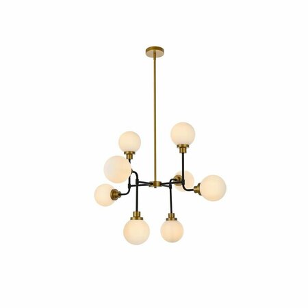 CLING Hanson 8 Lights Pendant In Black with Brass with Frosted Shade CL2955645